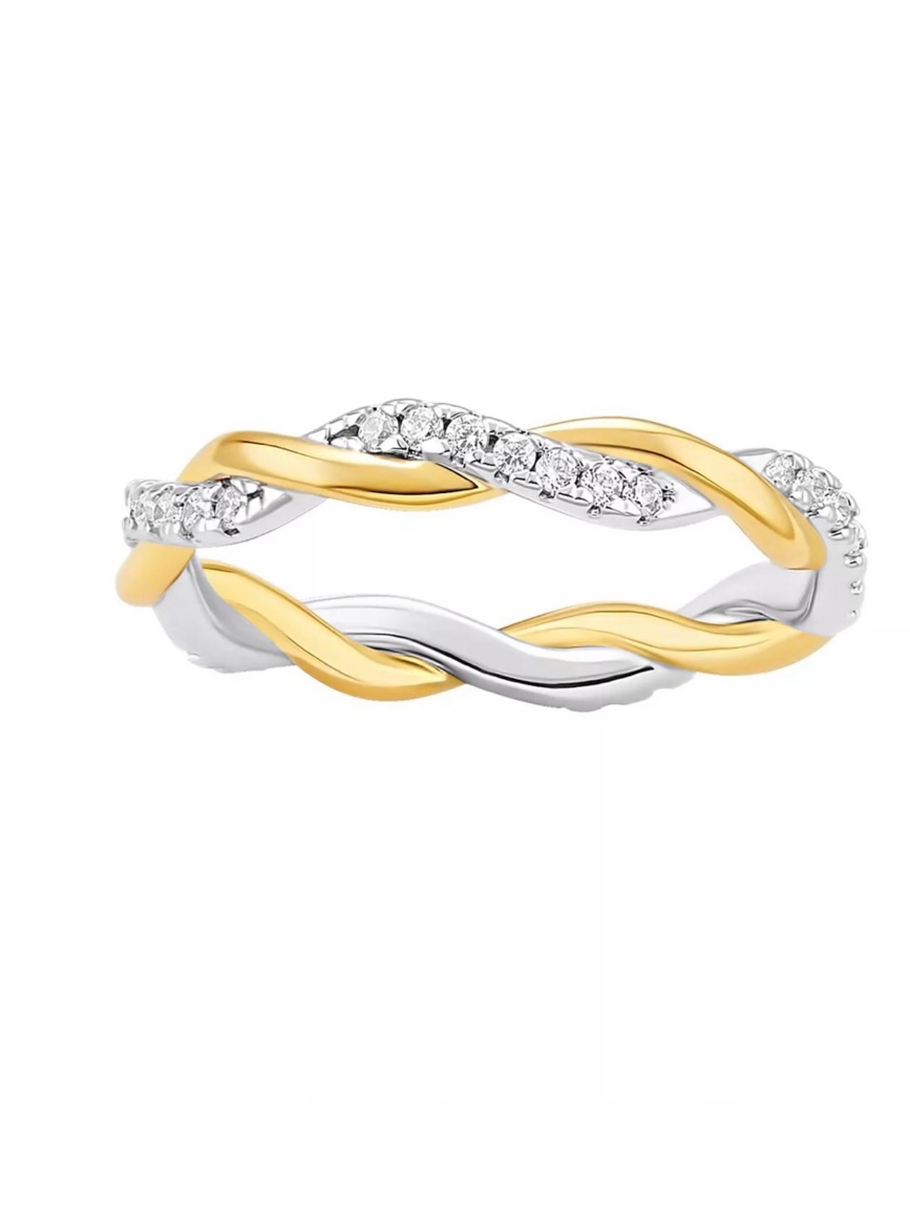 PRIMROSE Cubic Zirconia Twisted Band Ring - size 9